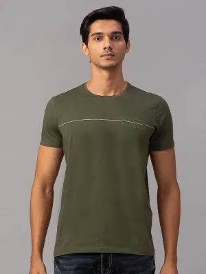 Spykar Men Green Cotton Slim Fit T-Shirt (Slim)