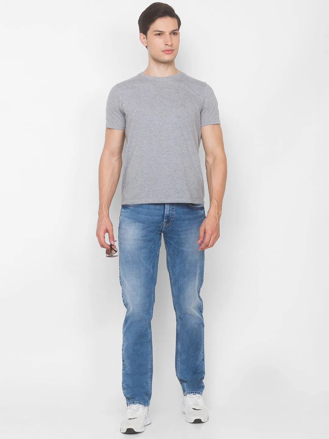 Spykar Men Mid Blue Solid Relaxed Mid-Rise Jeans (Ricardo)