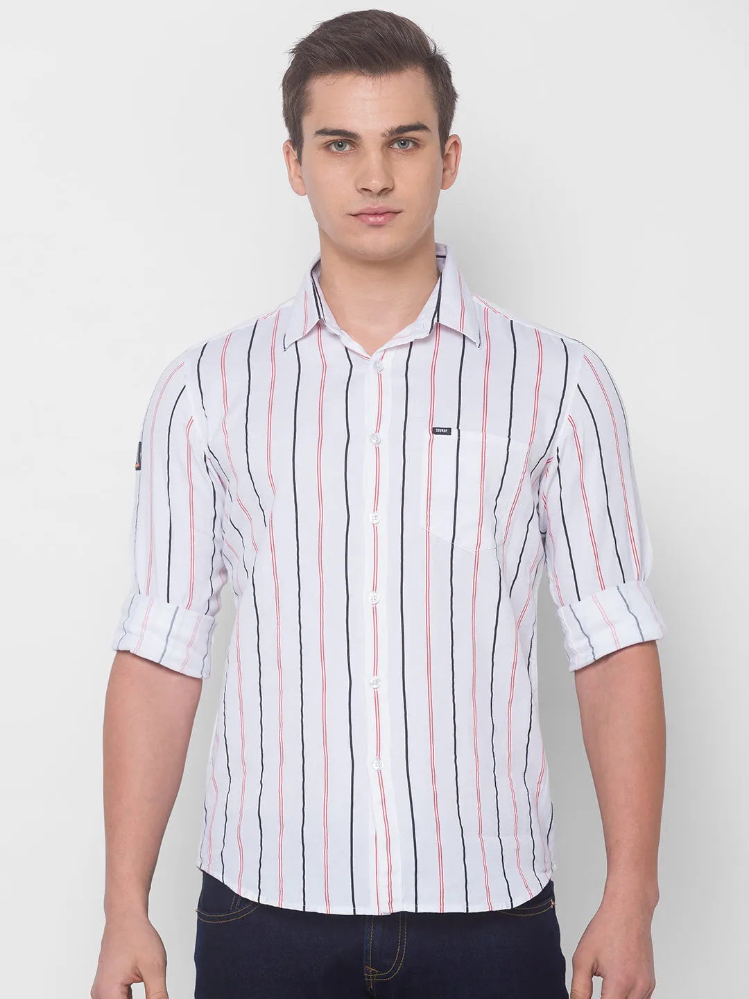 Spykar Men White Cotton Shirts (Uniqlo)