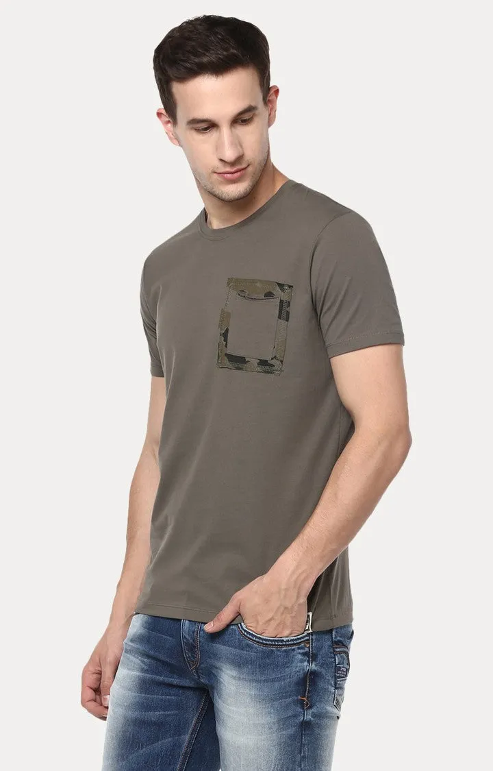 Spykar Olive Solid Slim Fit Men T-Shirts