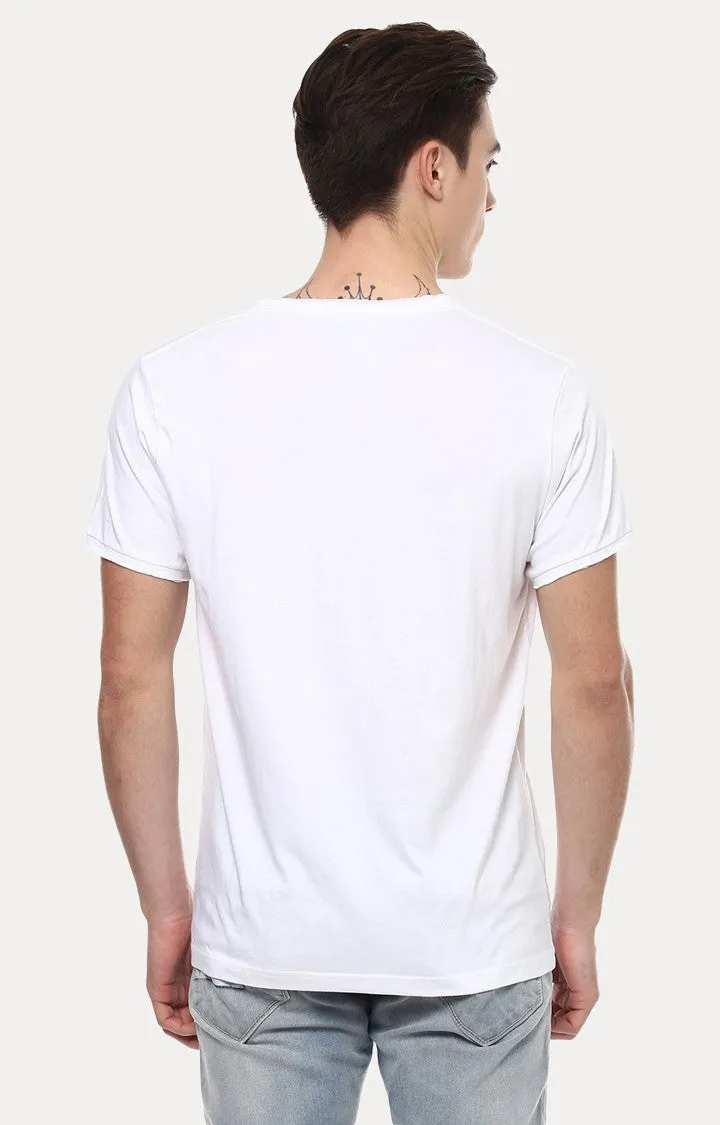 Spykar White Solid Slim Fit Men T-Shirts