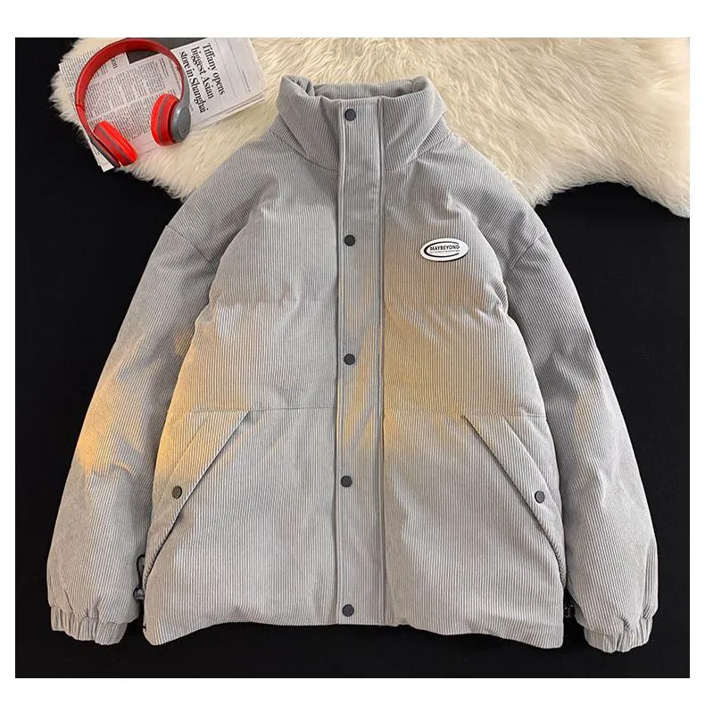 Stand-Up Collar Thickened Retro Corduroy Puffer Coat