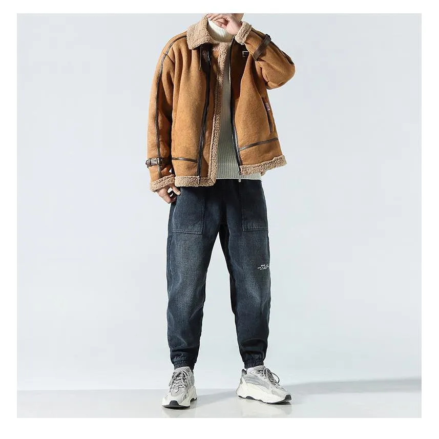 Suedette Zip-Up Shearling Jacket