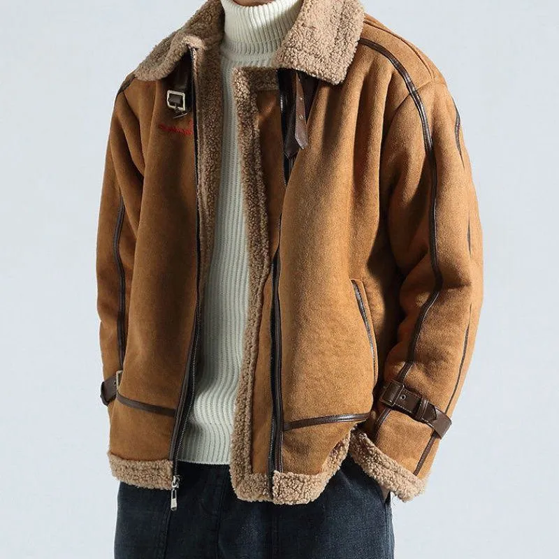 Suedette Zip-Up Shearling Jacket