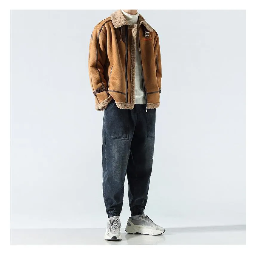 Suedette Zip-Up Shearling Jacket