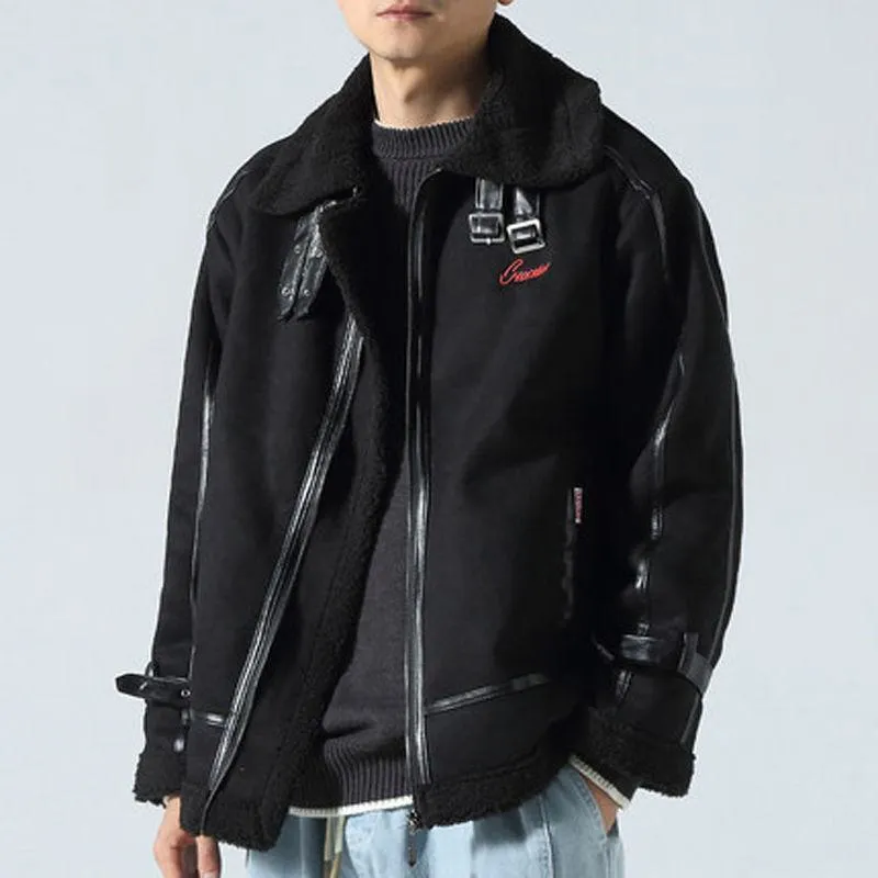 Suedette Zip-Up Shearling Jacket