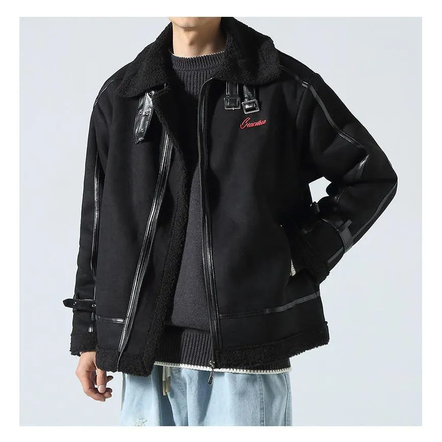 Suedette Zip-Up Shearling Jacket