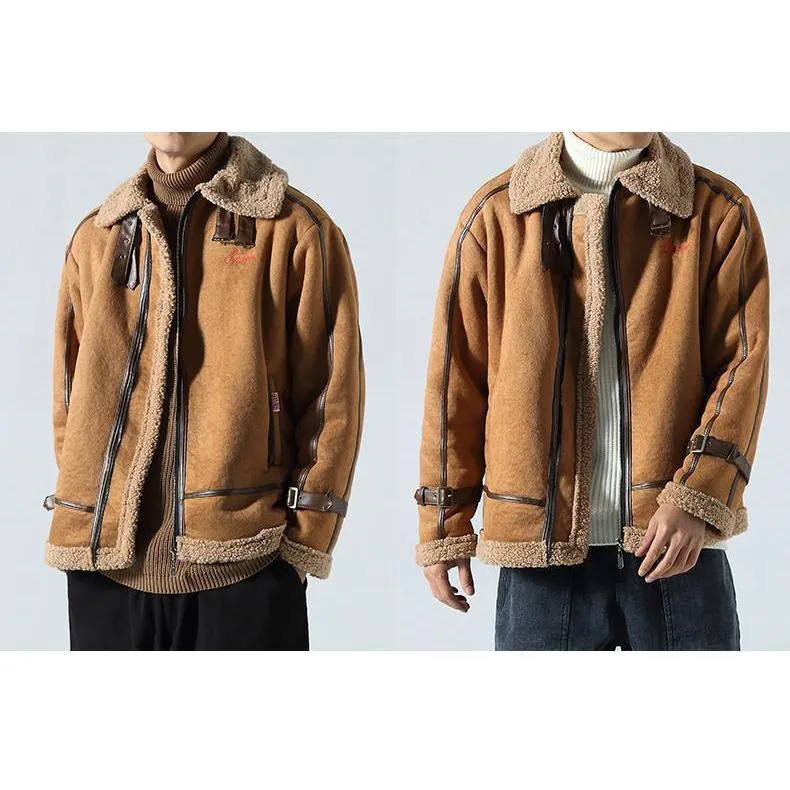 Suedette Zip-Up Shearling Jacket