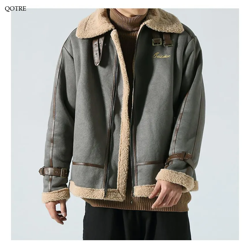 Suedette Zip-Up Shearling Jacket