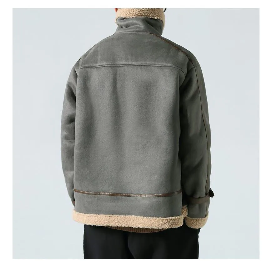 Suedette Zip-Up Shearling Jacket