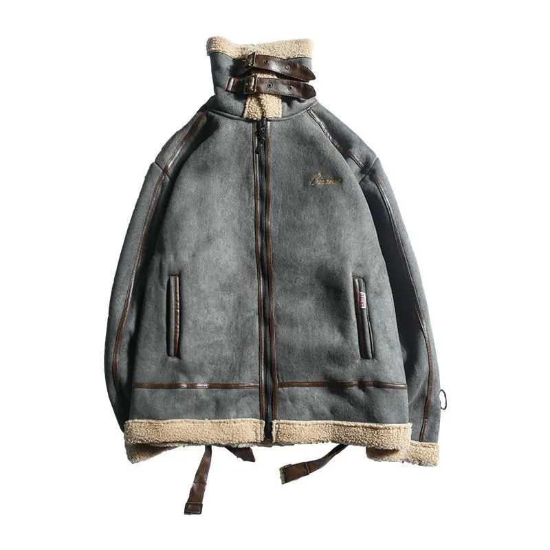 Suedette Zip-Up Shearling Jacket