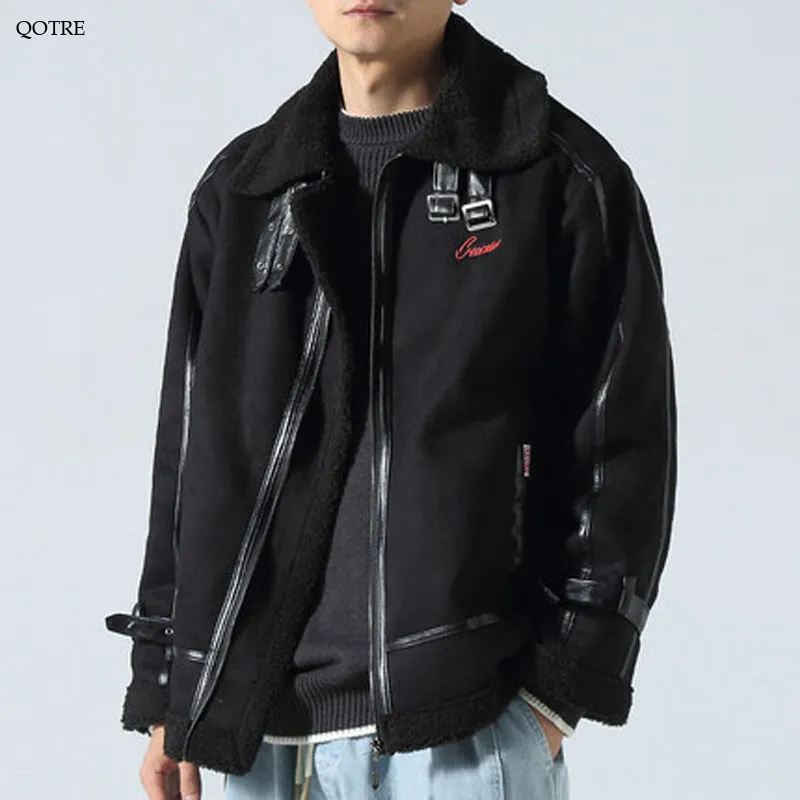 Suedette Zip-Up Shearling Jacket