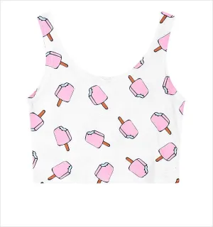 Summer Popsicle Print Crop Top Harajuku Shirt