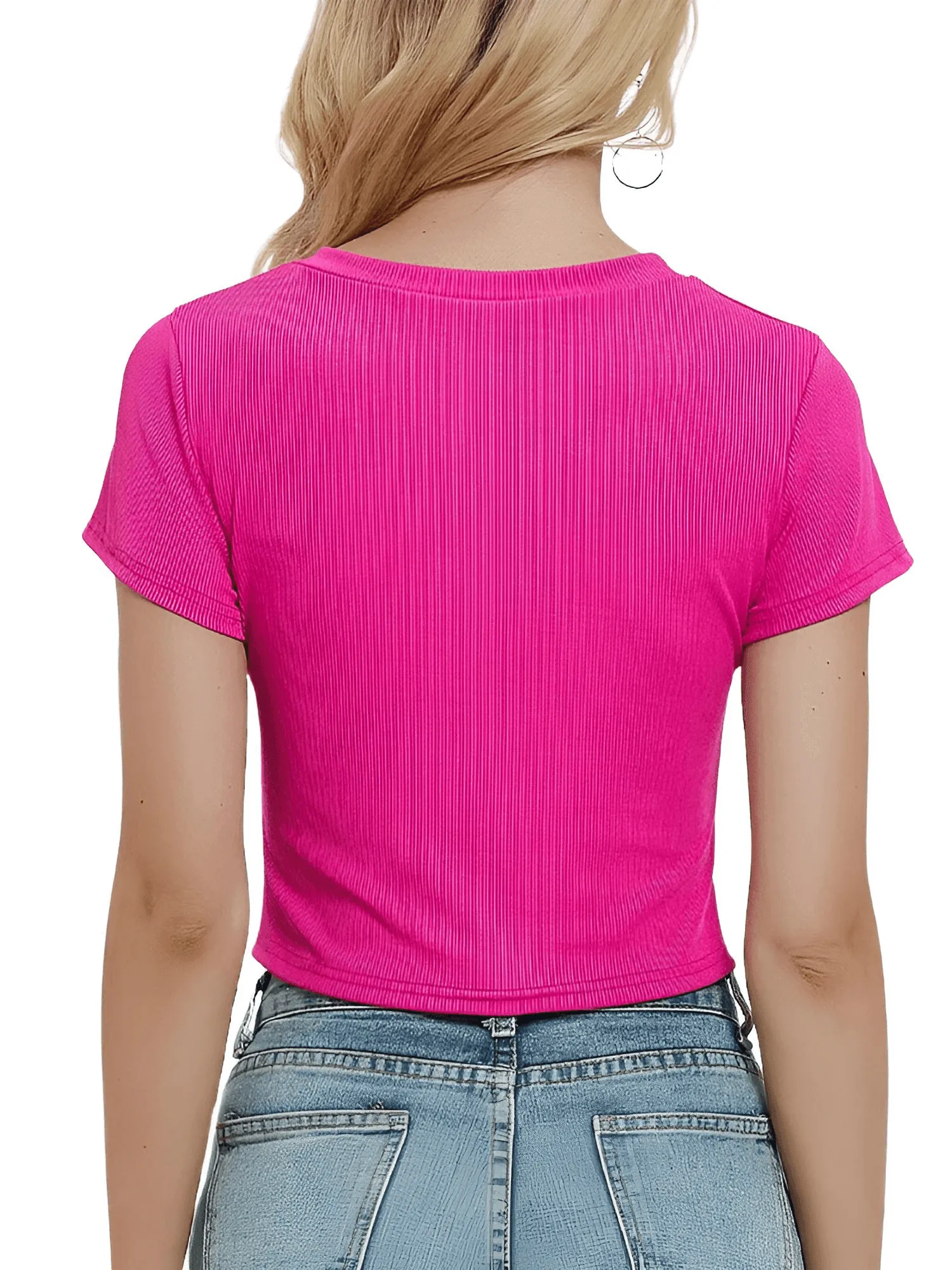 Trendy Short Sleeve Tops Women's Basic Crop Tops