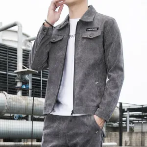 Trendy Workwear Style Casual Corduroy Jacket