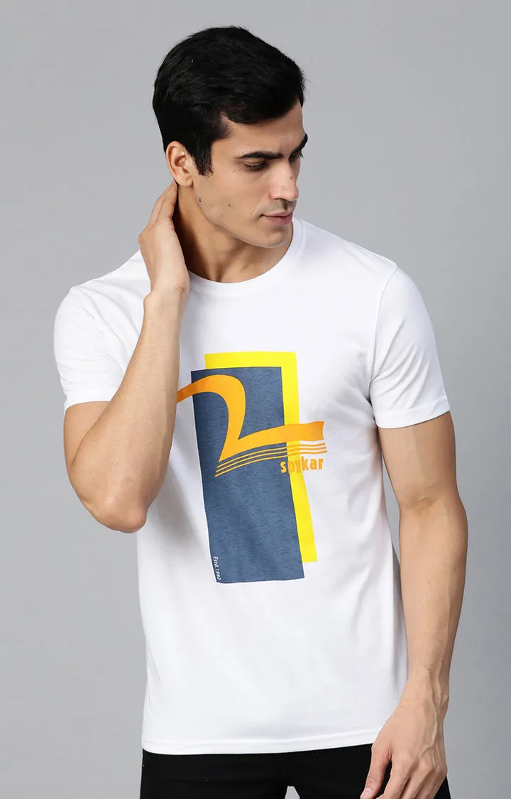 Underjeans By Spykar Men White Printed Round Neck T-Shirt