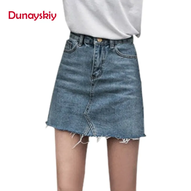 VenusFox Casual Solid High Waist Pencil Denim Pockets Skirts