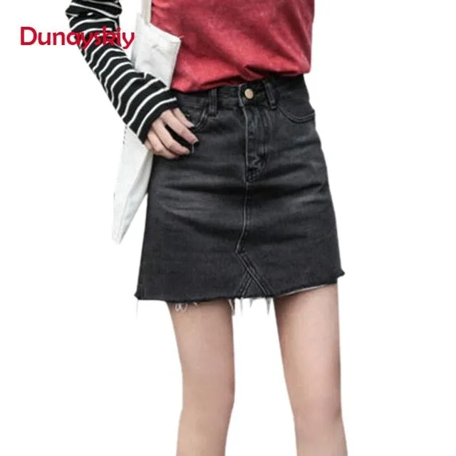 VenusFox Casual Solid High Waist Pencil Denim Pockets Skirts