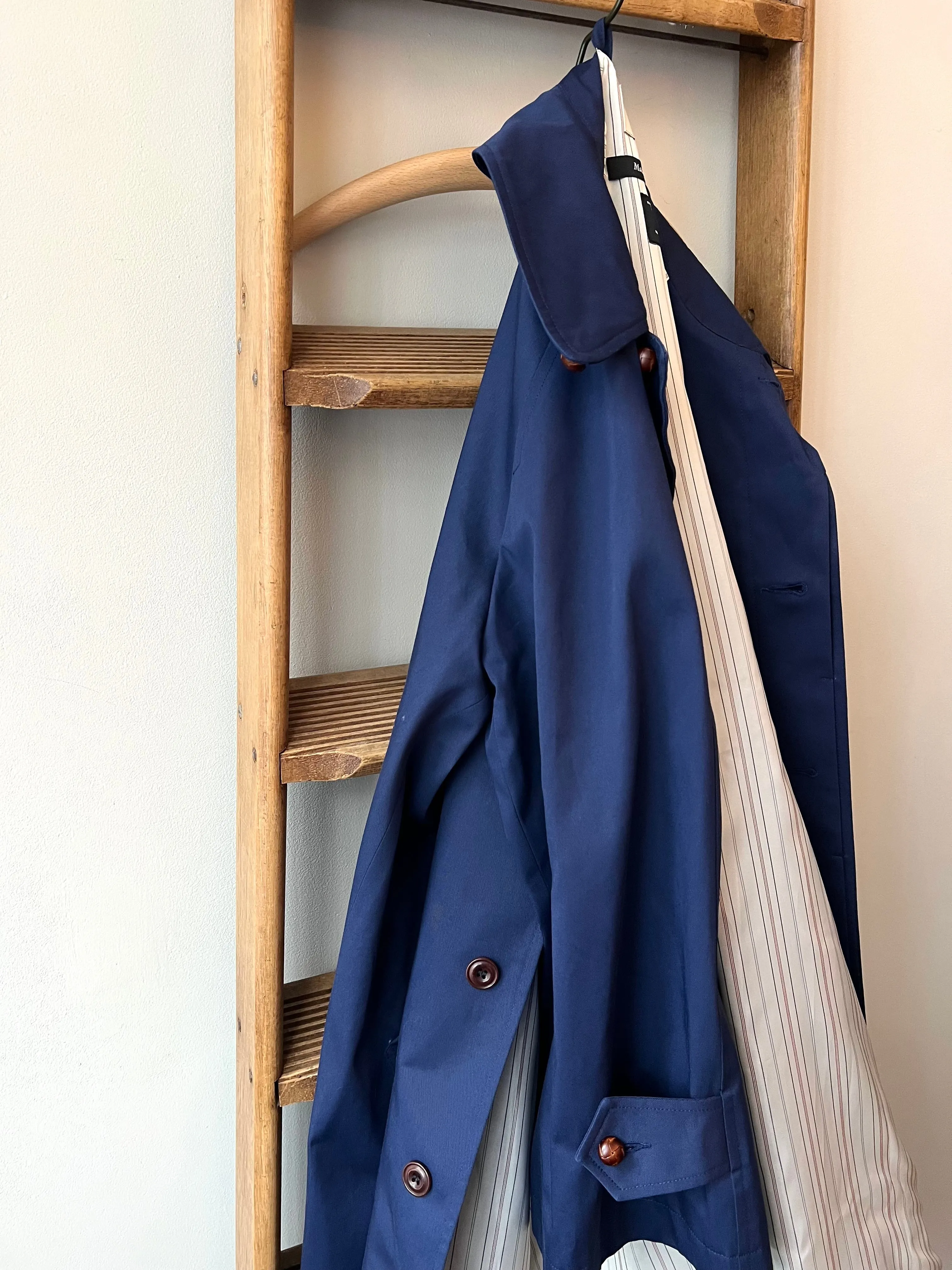 Wax Cotton Balmacaan Rain Coat
 / Navy