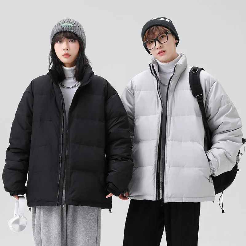 White Duck Down Warmth Cropped Casual Stand-Up Collar Thickened Down Jacket