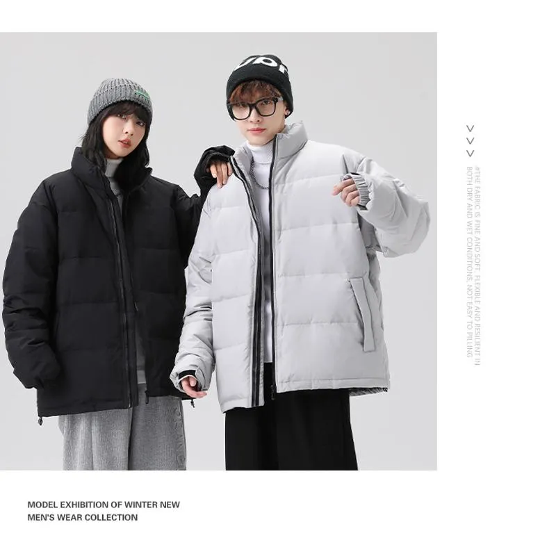 White Duck Down Warmth Cropped Casual Stand-Up Collar Thickened Down Jacket