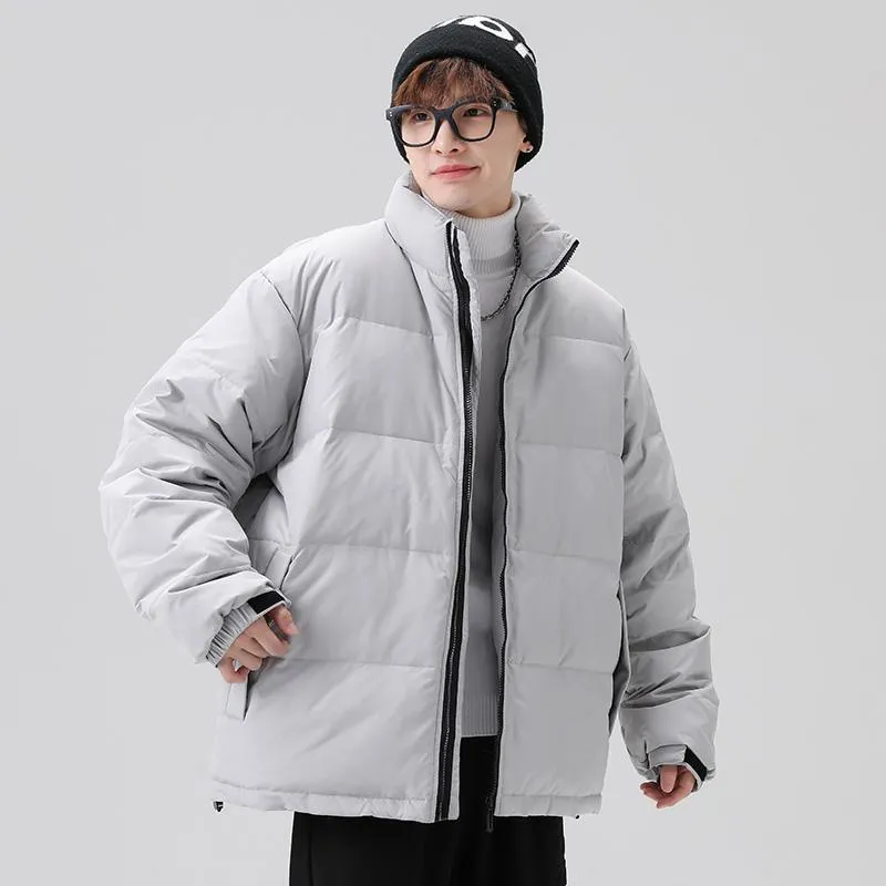 White Duck Down Warmth Cropped Casual Stand-Up Collar Thickened Down Jacket