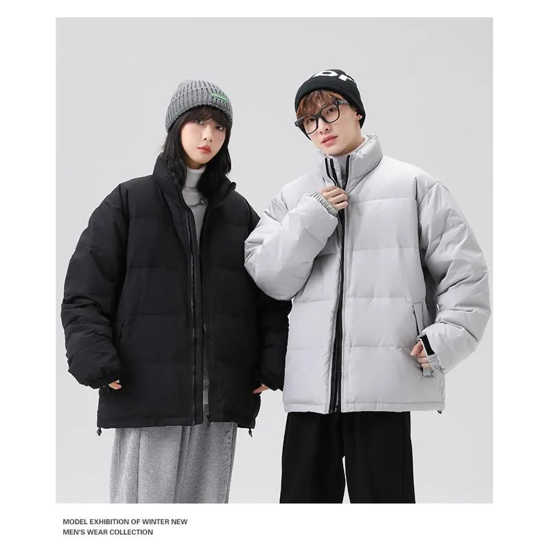 White Duck Down Warmth Cropped Casual Stand-Up Collar Thickened Down Jacket