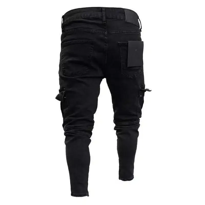 Wiaofellas  -  Fashion Jeans Men´s Branded Men's Clothing Clothes Skinny Slim Jean Black Pencil Pants Man Streetwear Fit Cargo Jeans for Men