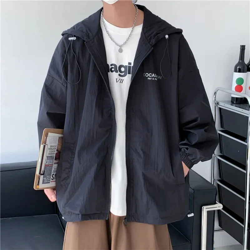 Wiaofellas  -  Summer Thin Sun Protection Hooded Men Jackets Breathable Coats Casual Streetwear Ins Trendy Loose Soft Men's Oversize Jackets