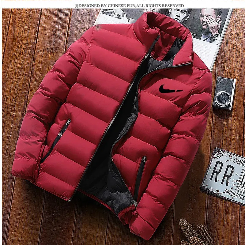 Winter Fashion New Men'S Zipper Stand Collar Cotton Jacketcasual Thickened Warm Parka Hip-Hop Street Men'S Jogging Sports Jacket