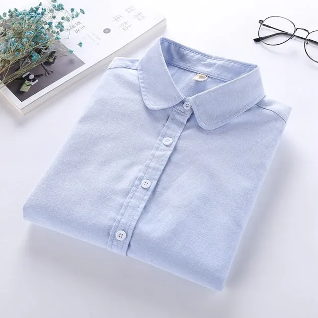 Women Blouse 2017 New Casual BRAND Long Sleeved Cotton Oxford White Shirt Woman Office Shirts Excellent Quality Blusas Lady