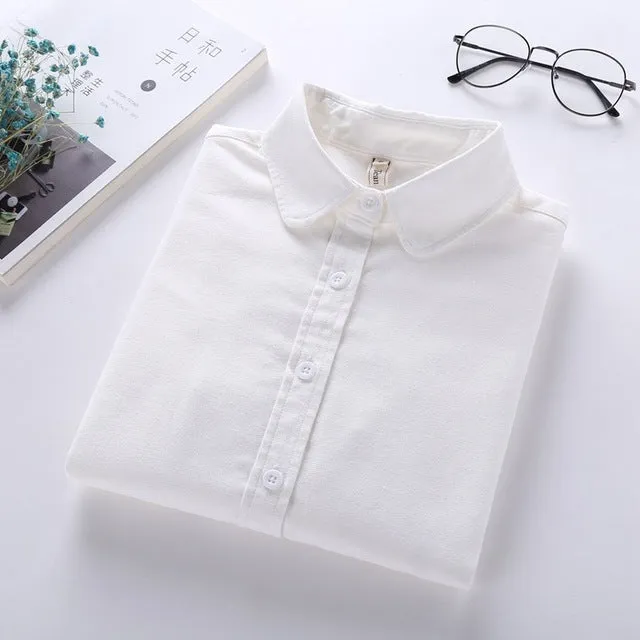 Women Blouse 2017 New Casual BRAND Long Sleeved Cotton Oxford White Shirt Woman Office Shirts Excellent Quality Blusas Lady