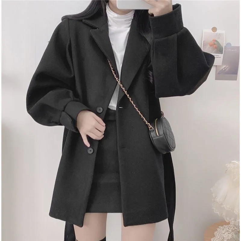 Woolen Thickened Petite Wrap Coat