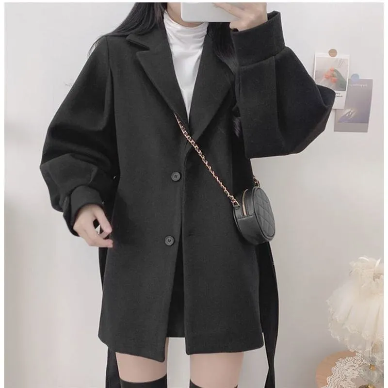 Woolen Thickened Petite Wrap Coat