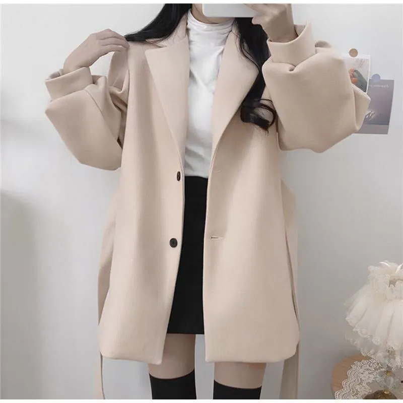 Woolen Thickened Petite Wrap Coat