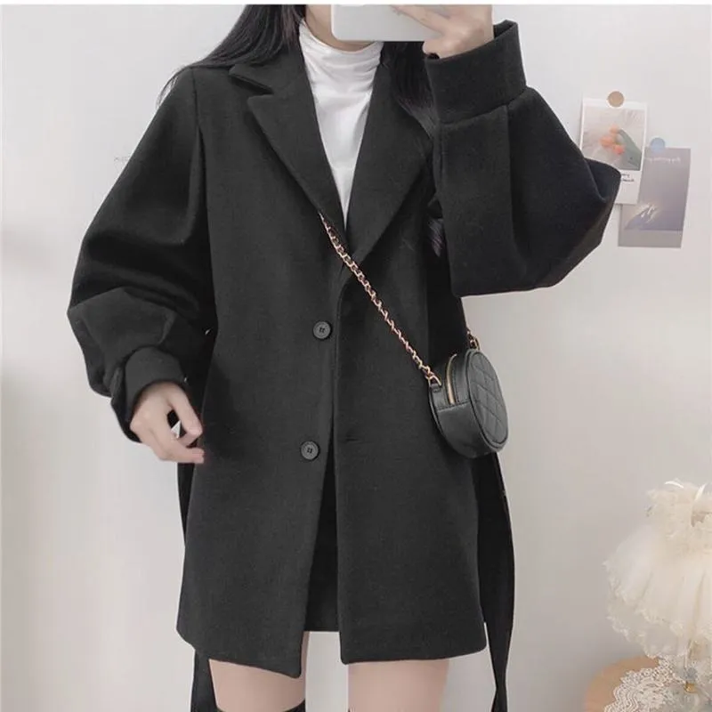 Woolen Thickened Petite Wrap Coat