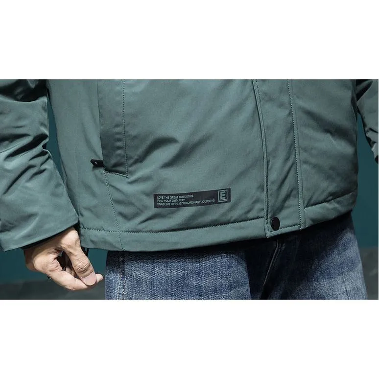 Workwear Style Loose Fit Raincoat Hooded Jacket