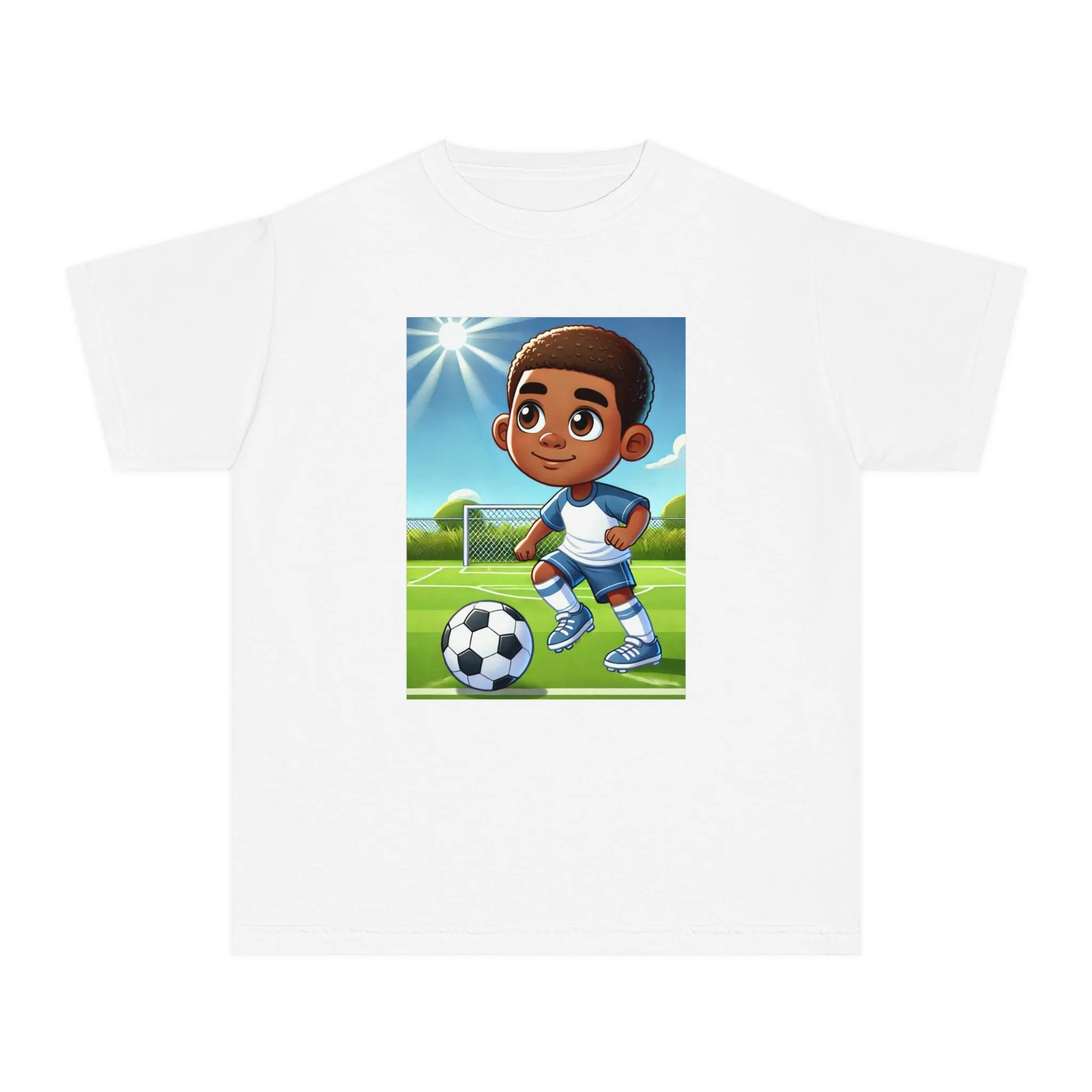 Youth - Soccer Star Midweight Tee (African American / Black Boy)