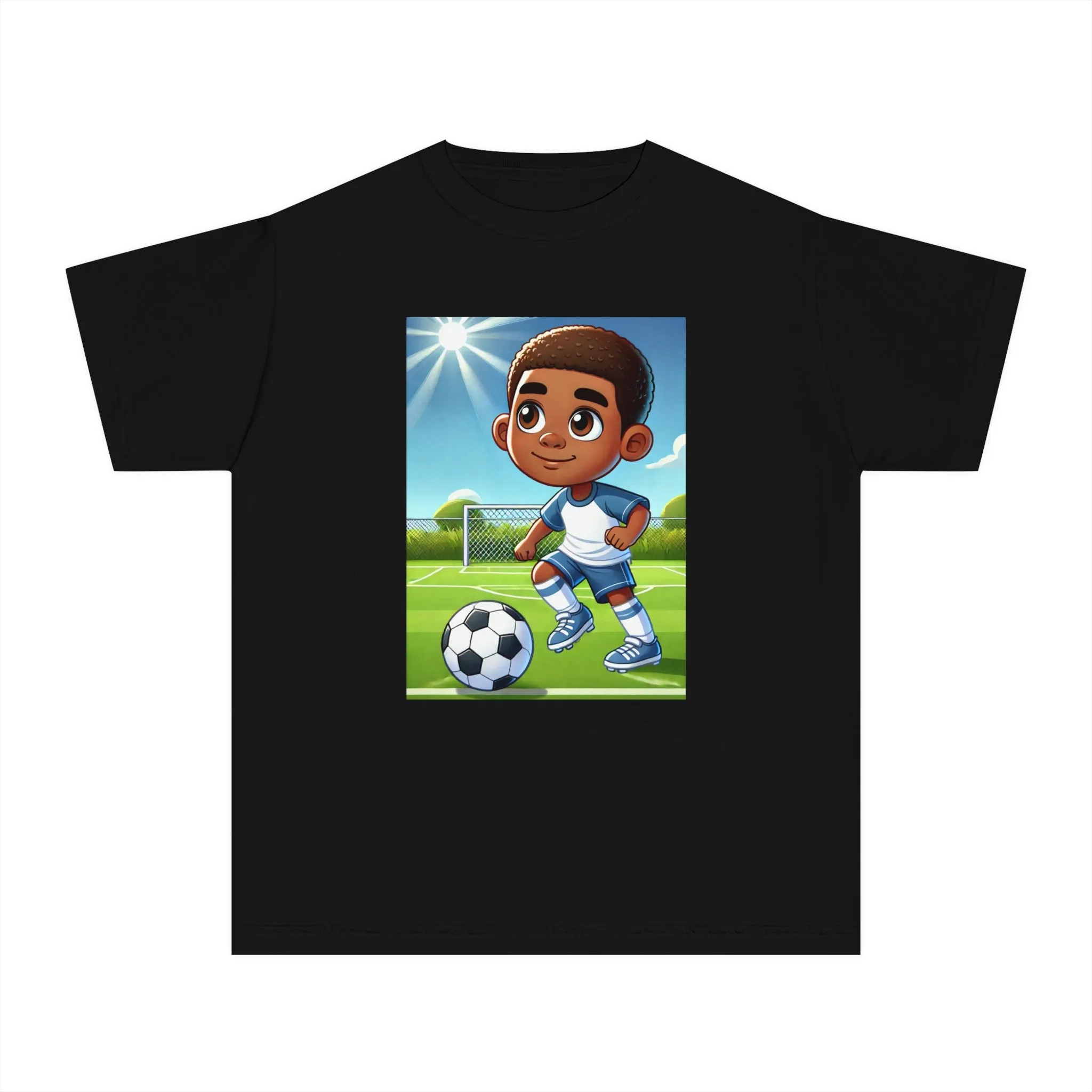 Youth - Soccer Star Midweight Tee (African American / Black Boy)