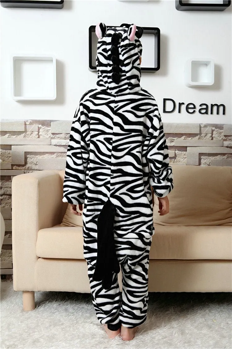 Zebra Kids Kigurumi Pajamas Animal Onesies Hoodie Costume