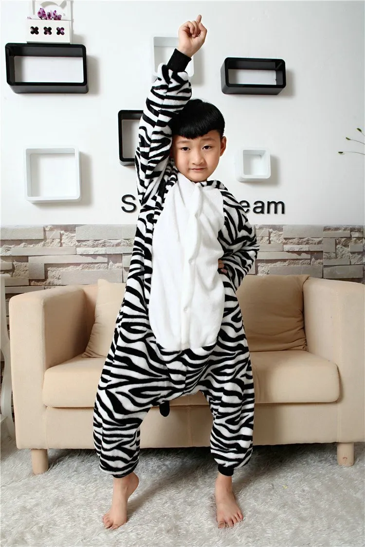 Zebra Kids Kigurumi Pajamas Animal Onesies Hoodie Costume