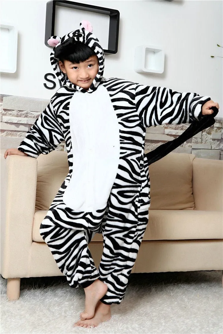 Zebra Kids Kigurumi Pajamas Animal Onesies Hoodie Costume