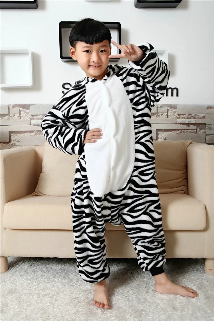 Zebra Kids Kigurumi Pajamas Animal Onesies Hoodie Costume