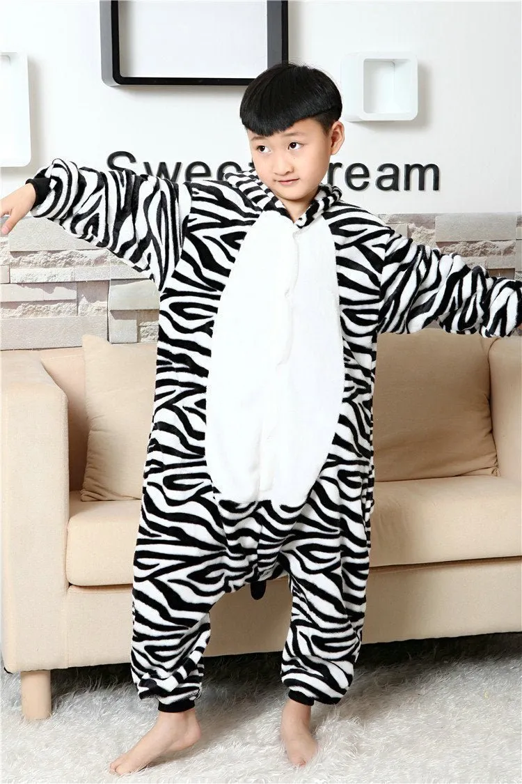 Zebra Kids Kigurumi Pajamas Animal Onesies Hoodie Costume